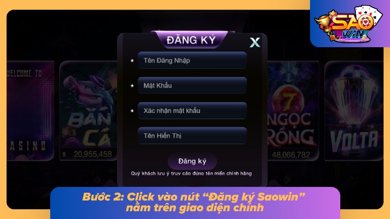 Đăng Ký Saowin - Hướng Dẫn Cách Tạo Tài Khoản Dễ Nhất 3 Tìm và tích chọn mục “Đăng ký Saowin”