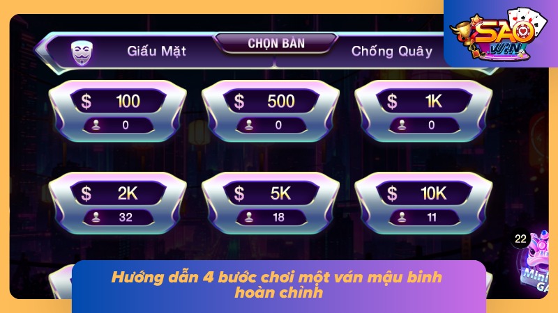 Mậu Binh | Luật Chơi, Cách Tính Chi Và Mẹo Xếp Bài Chuẩn Chỉ 3 Các thao tác chính lần lượt xuất hiện trong một bàn chơi hoàn chỉnh