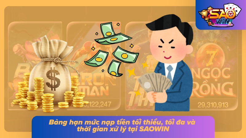 Nạp Tiền SAOWIN - Hướng Dẫn Chi Tiết Từ A - Z Và Lưu Ý 5 Bảng biểu số hạn mức tối thiểu, tối đa